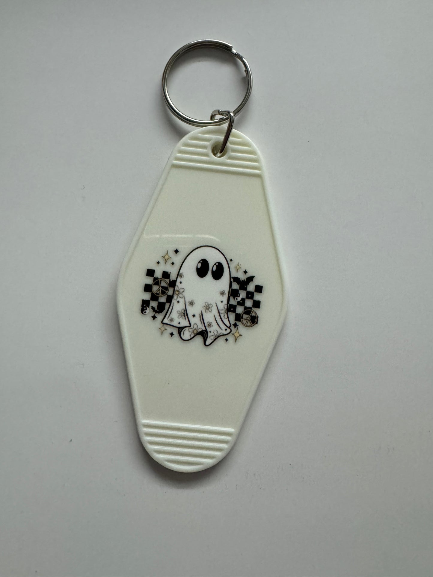Checkered Peace Ghost Motel Keyring