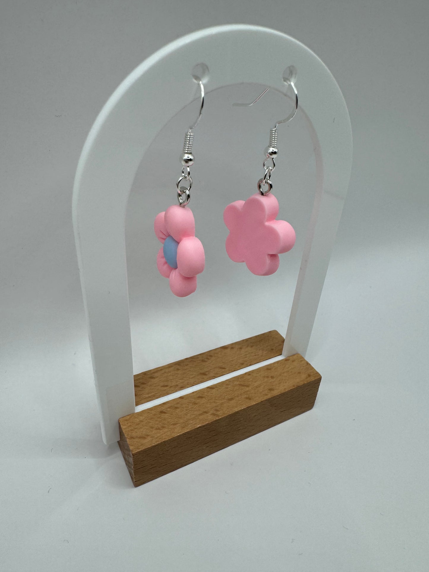 Pink + Blue Flower Fashion Earrings