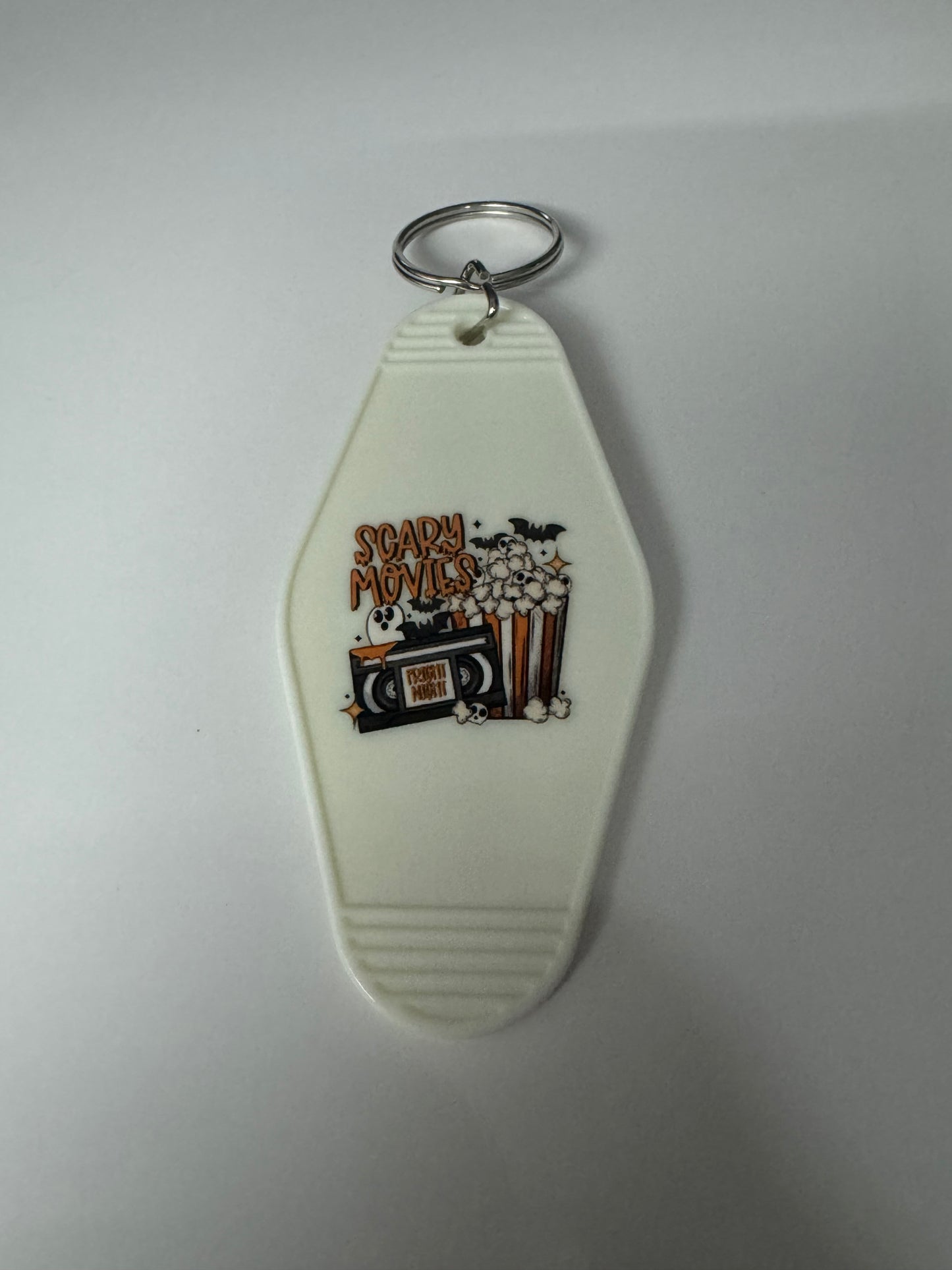 Scary Movies Popcorn Motel Keyring