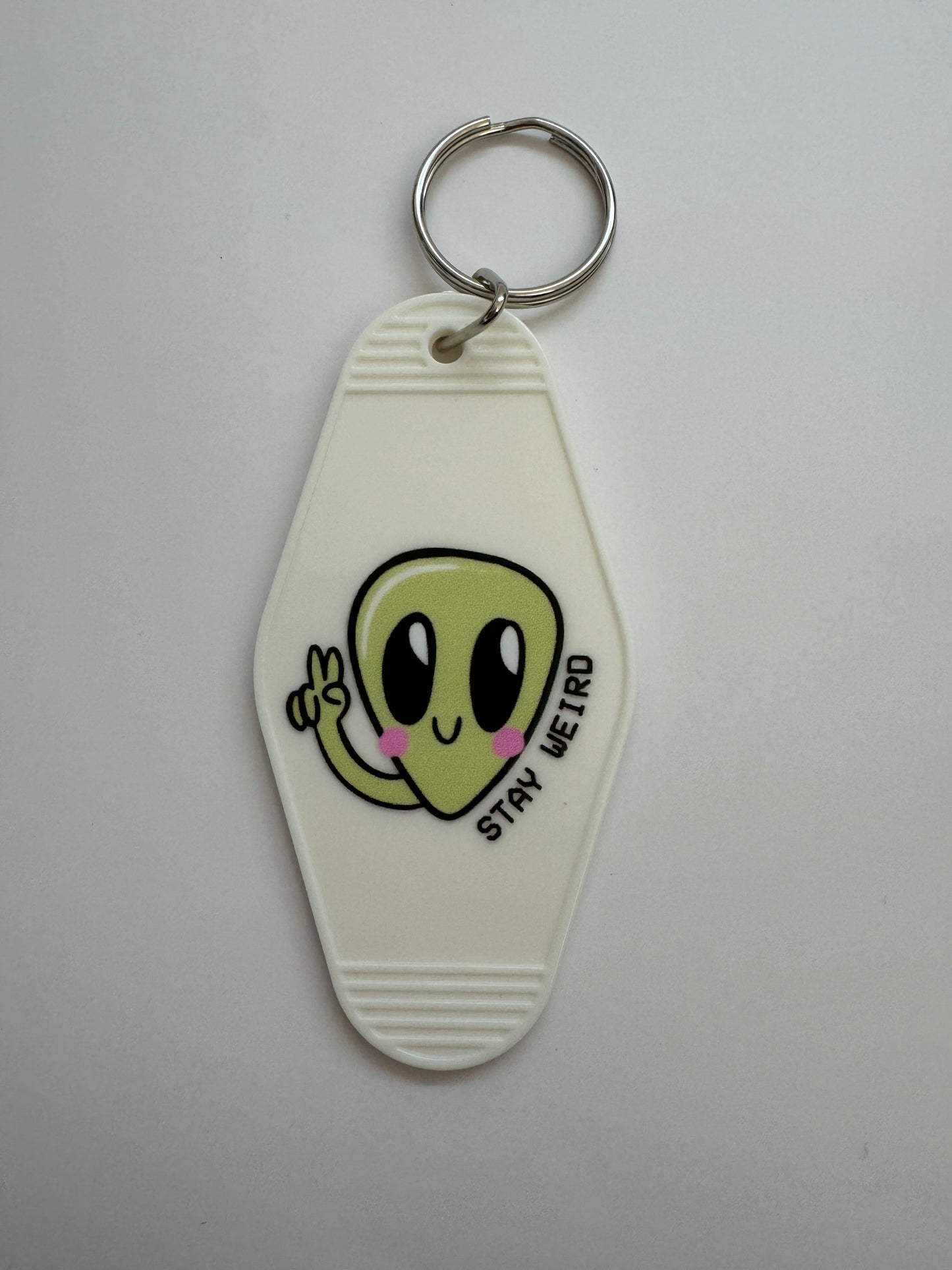 Stay Weird Alien Motel Keyring