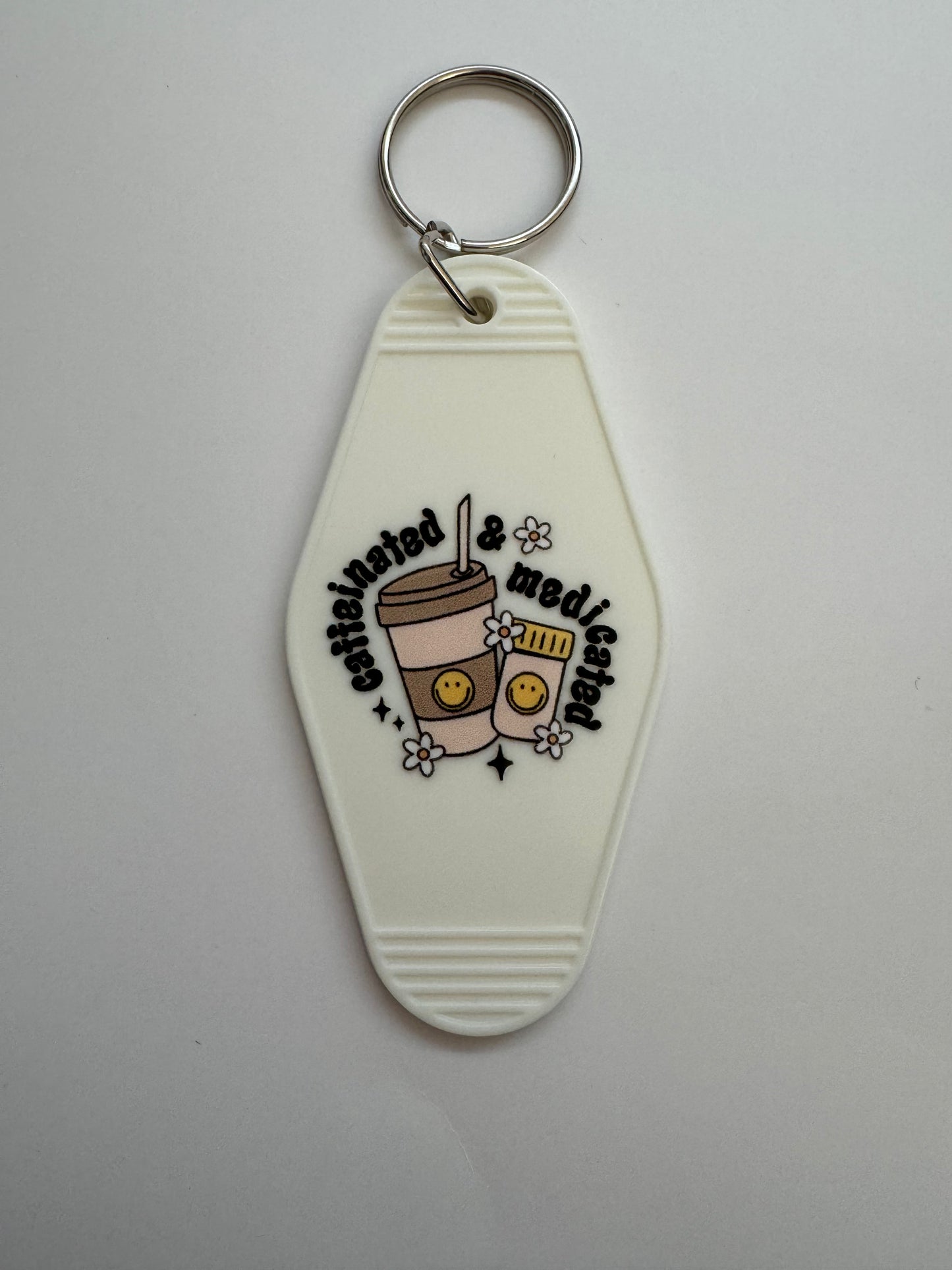 Caffeinated & Medicated Motel Keyring