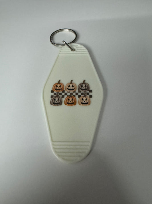 Checkered Pumpkins Motel Keyring
