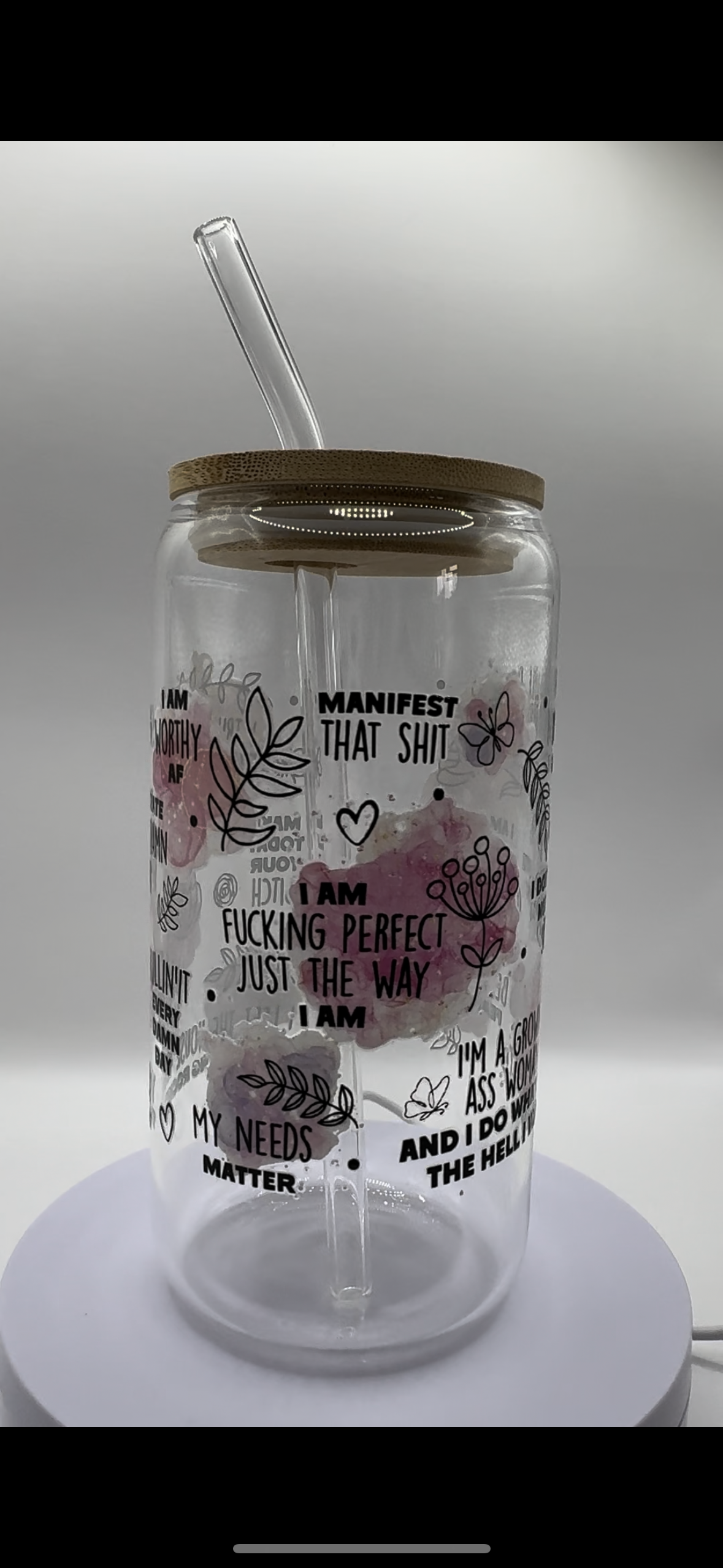 I am Fing Perfect Just the way I am 16oz Glass Cup