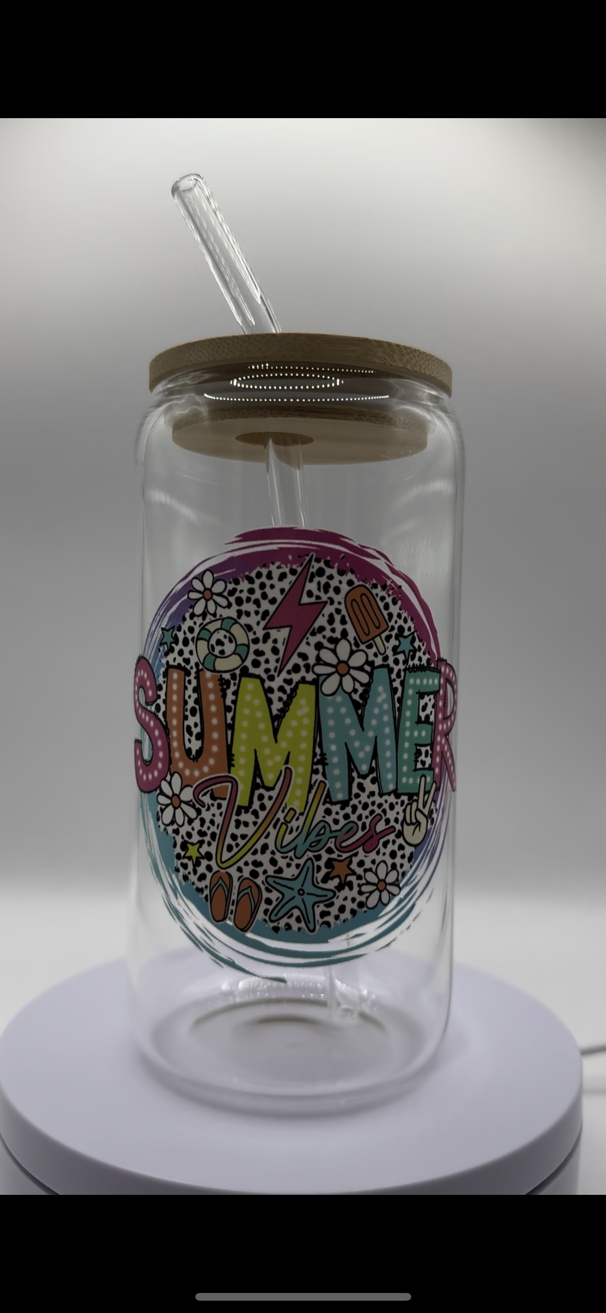 Summer Vibes 16oz Glass Cup