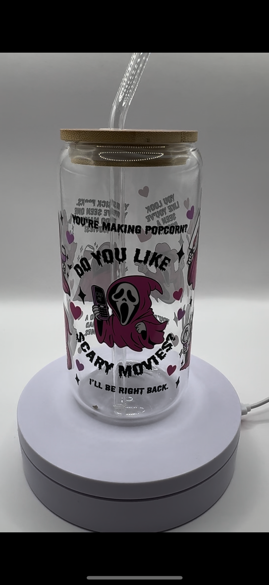 Do you like Scary Movies? Halloween 16oz Glass Cup