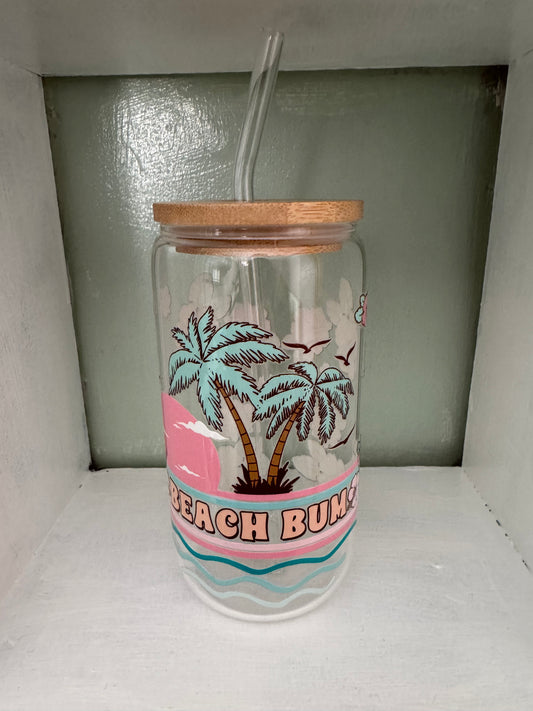 Beach Bum 16oz Glass Cup