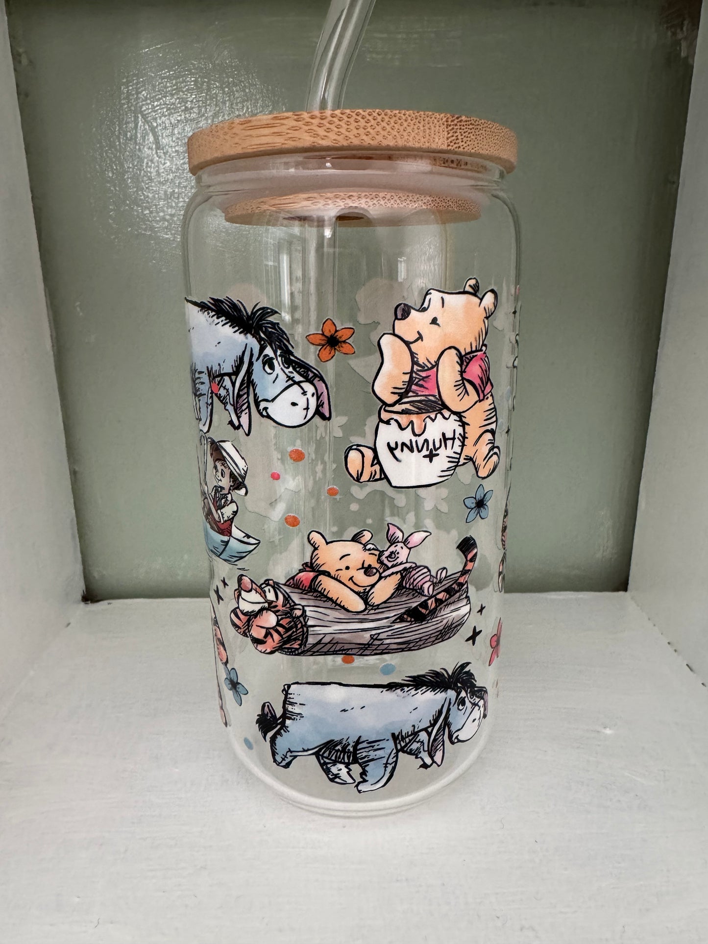 Winnie and Friends 16oz Glass Cup