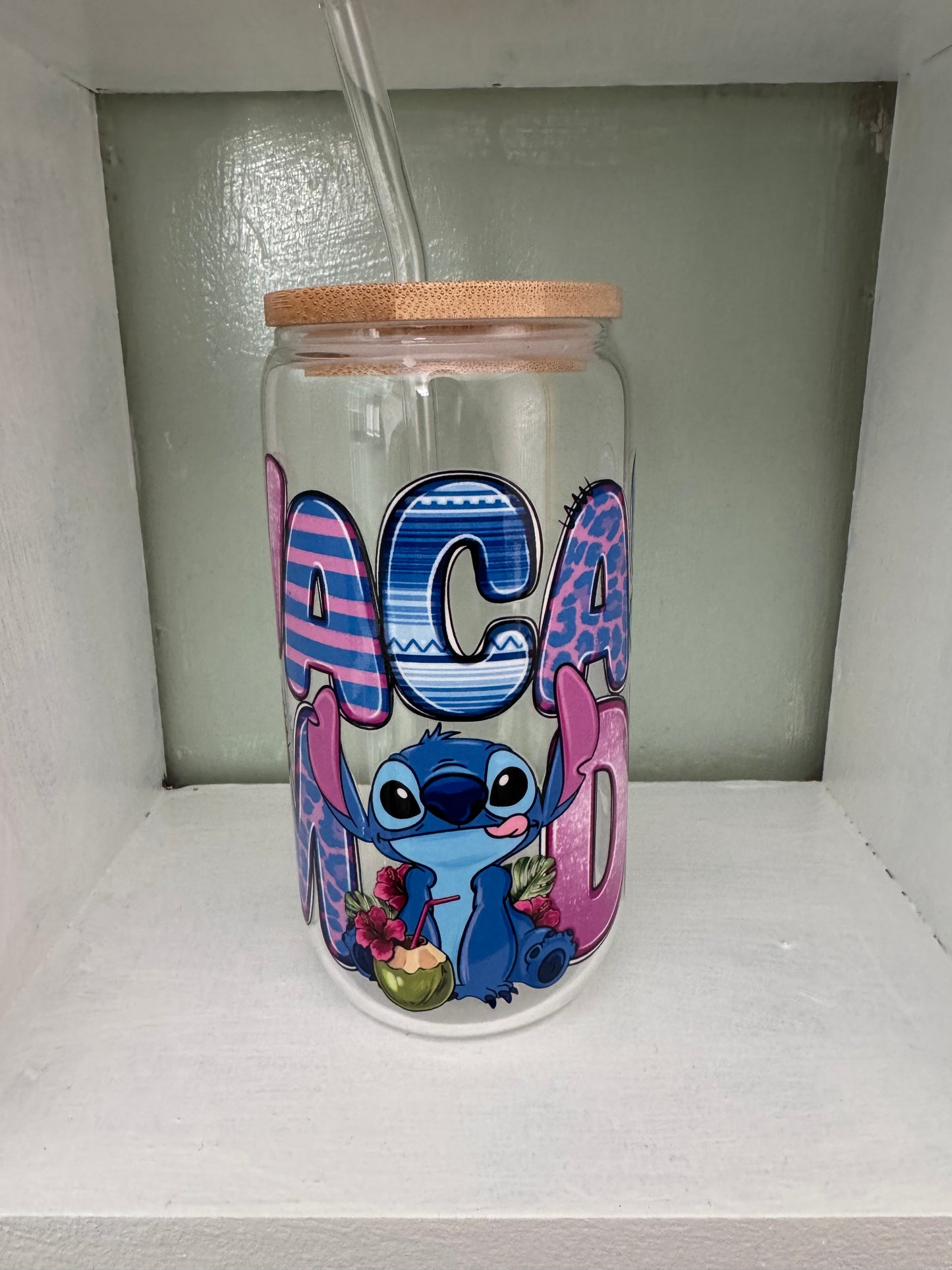 Blue Monster Vacay Mode 16oz Glass Cup