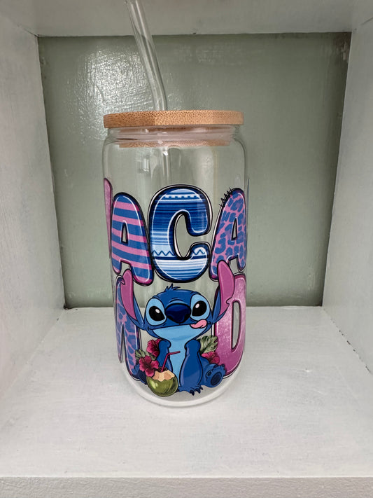 Blue Monster Vacay Mode 16oz Glass Cup
