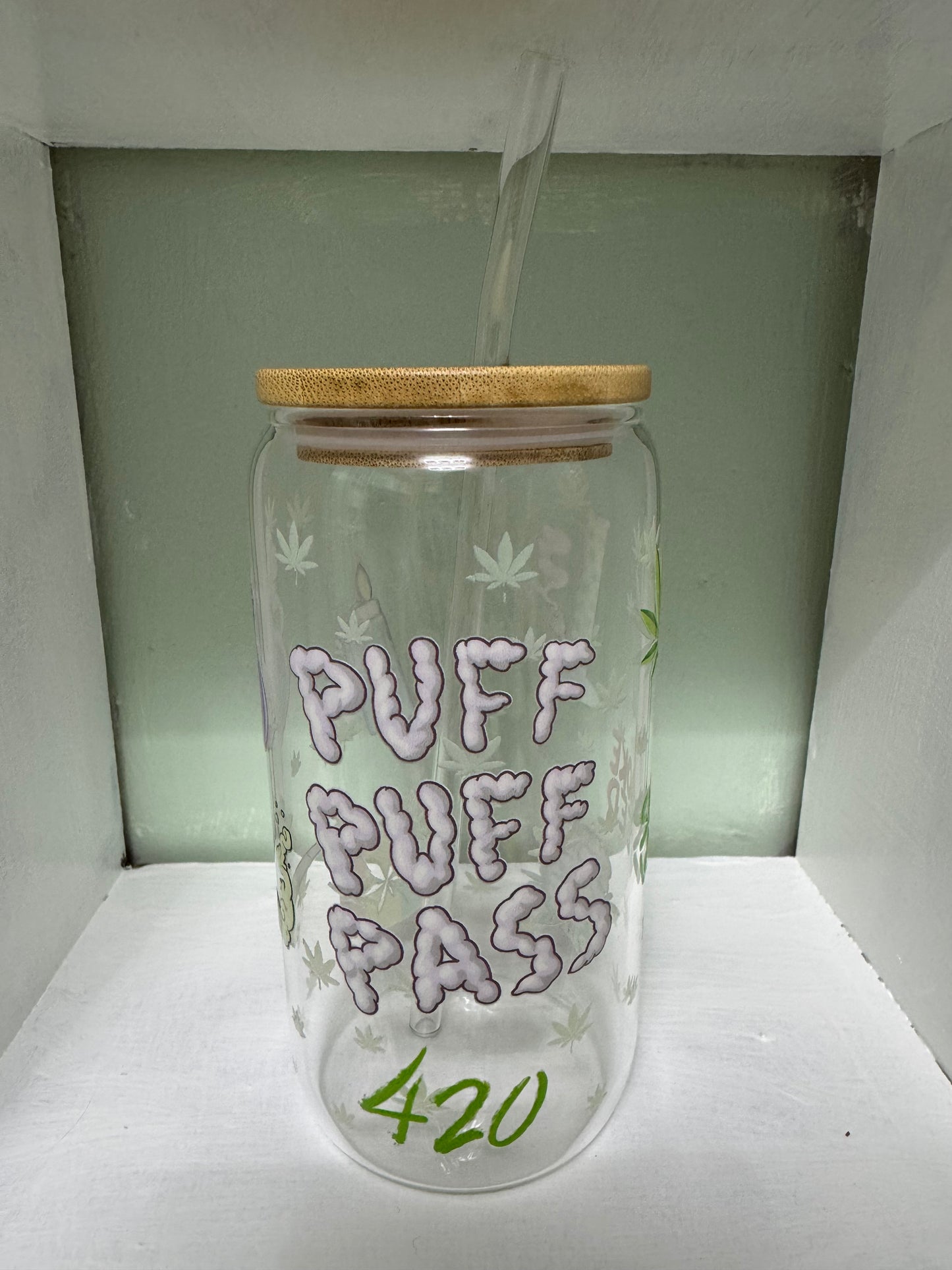 Puff Puff Pass 16oz Glass Cup