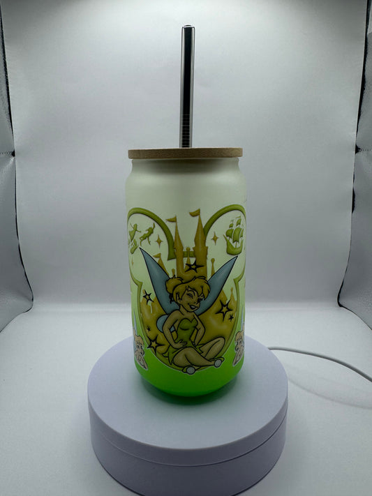 Green Tinkerbell 16oz Ombre Glass Cup