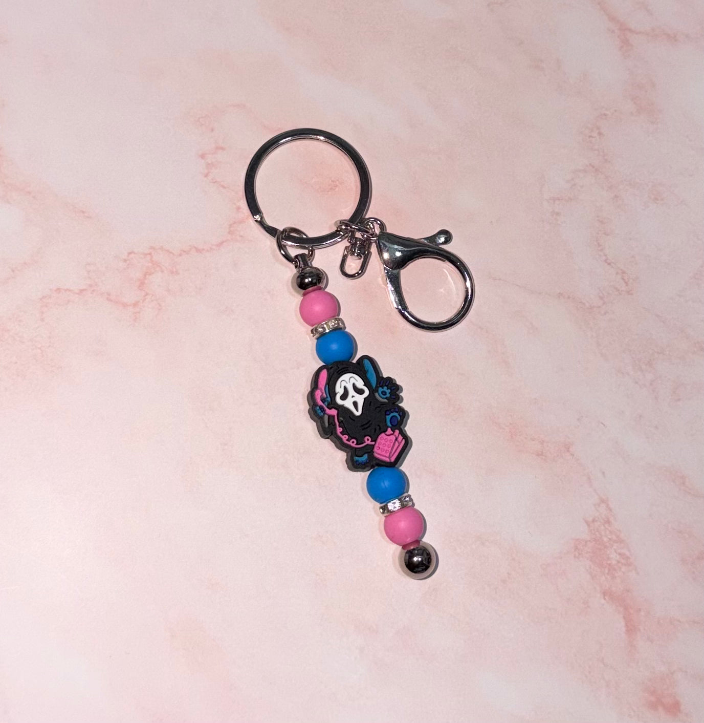 Blue Monster/Scream Beaded Keyring
