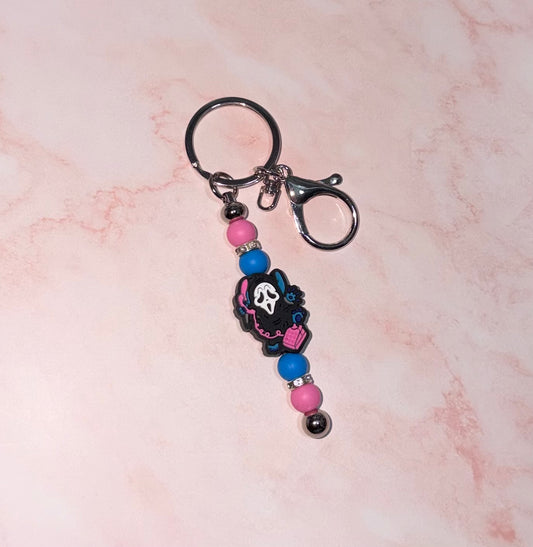 Blue Monster/Scream Beaded Keyring