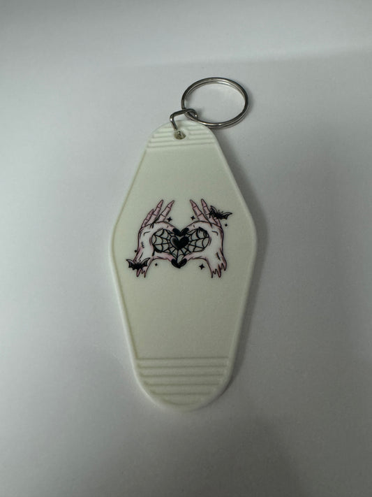 Love Heart Web Hands Motel Keyring