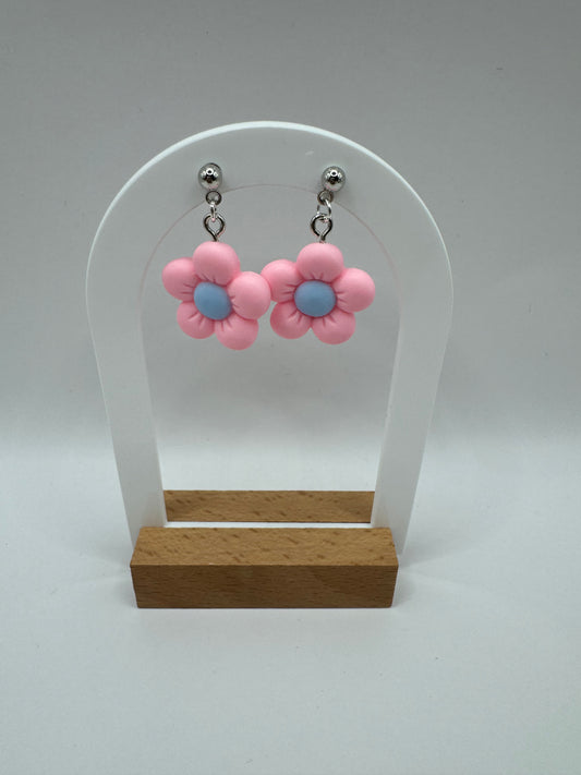 Pink + Blue Flower Fashion Earrings